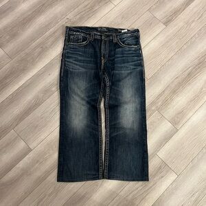 Vintage Y2K Silver Jeans Co. Zac relaxed fit straight leg jeans in a dark wash